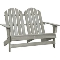 Otomana Adirondack De Jardín 2 Plazas Madera De Abeto Gris VidaXL