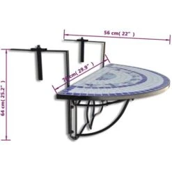 YOUTHUP Mesa De Balcón Colgante De Mosaico Azul Y Blanco -Mano Mano Ventas 43211871 5