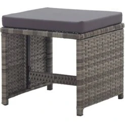 YOUTHUP Taburetes Jardín 2 Uds Y Cojines Ratán Sintético Gris Antracita -Mano Mano Ventas 43211891 4