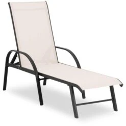 Tumbona Para Piscina Jardín Terraza Beis Estructura De Aluminio