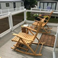 Mecedora De Jardín UNHO, Silla Tumbona Bambú Sillón Reclinable De Bambú Plegable Con Reposapiés Y Masaje De Pies 5 Posición Ajustable Para Terraza Balcón Jardín Patio -Mano Mano Ventas 46790897 3