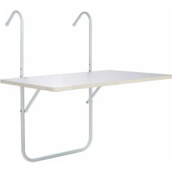 Mesa Colgante Para Balcón Plegable De Aprox.60x40 Cm Mesa Plegable De Pared Mesa Colgante, Lacado En Polvo Blanco, Estructura De Acero, Jardín