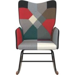 Silla Mecedora De Tela Patchwork VidaXL 8 Silla Mecedora De Tela Patchwork VidaXL -Mano Mano Ventas 47208229 4
