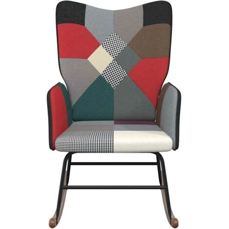 Silla Mecedora De Tela Patchwork VidaXL 4 Silla Mecedora De Tela Patchwork VidaXL - Imagen 4