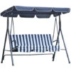 OUTSUNNY Columpio Balancín De Jardín Exterior De 3 Plazas Con Cojín Techo Ajustable Y Marco De Metal Para Balcón Terraza Patio Carga Máx. 200 Kg 172x110x153 Cm