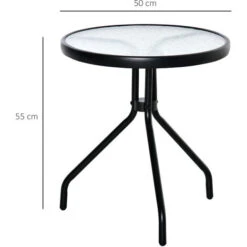OUTSUNNY Mesa De Jardín Redonda Mesa De Café Exterior Con Tablero De Cristal Decorativo Y Marco De Metal Para Patio Terraza Balcón Ø50x55 Cm -Mano Mano Ventas 48224178 2