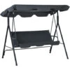 OUTSUNNY Columpio Balancín De Jardín Exterior De 3 Plazas Con Cojín Techo Ajustable Y Marco De Metal Para Balcón Terraza Patio Carga Máx. 200 Kg 172x110x153 Cm