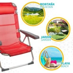 Silla Playera Alta Multiposición Rojo Aktive -Mano Mano Ventas 49891081 5