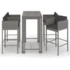 Set Muebles Bar Jardín 5 Piezas Y Cojines Ratán Sintético Gris VidaXL