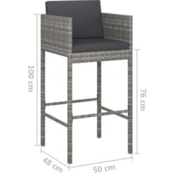 Set Muebles Bar Jardín 5 Piezas Y Cojines Ratán Sintético Gris VidaXL -Mano Mano Ventas 50002857 3