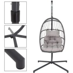 Columpio Silla Colgante Huevo Metal Acero Columpio Color Gris Exterior Jardín -Mano Mano Ventas 50277517 5
