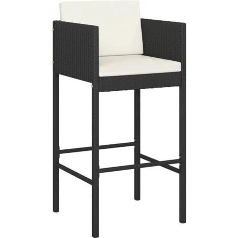 Set De Bar De Jardín 7 Pzas Y Cojines Ratán Sintético Negro VidaXL 4 Set De Bar De Jardín 7 Pzas Y Cojines Ratán Sintético Negro VidaXL - Imagen 4