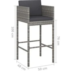 Set De Muebles Bar Jardín 3 Pzas Y Cojines Ratán Sintético Gris VidaXL 7 Set De Muebles Bar Jardín 3 Pzas Y Cojines Ratán Sintético Gris VidaXL -Mano Mano Ventas 50379387 3