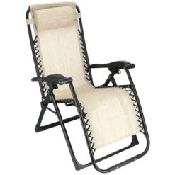 Ofertas En Muebles De Jardín - Tumbona Reclinable Extra 177 X 65 X 113 Cm Beige Claro