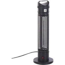 Estufa Eléctrica De Metal Negro 1000 W Torre Calefacción Infrarroja Jardín Exterior Krakatoa