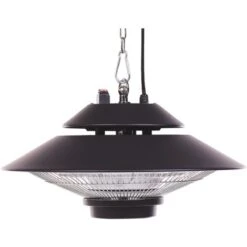 Estufa Eléctrica De Metal Negro 1500 W Colgante Techo Calefacción Radiante Jardín Exterior Merapi