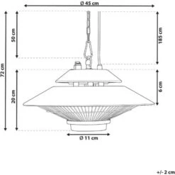 Estufa Eléctrica De Metal Negro 1500 W Colgante Techo Calefacción Radiante Jardín Exterior Merapi -Mano Mano Ventas 51139287 3
