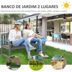 OUTSUNNY Banco De Jardín De 2 Plazas Banco Listones De Madera Con Respaldo Y Reposabrazos Para Terraza Balcón Patio Exterior Carga 320 Kg 140x50x85 Cm -Mano Mano Ventas 51243113 4
