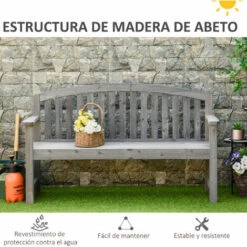 OUTSUNNY Banco De Jardín De 2 Plazas Banco Listones De Madera Con Respaldo Y Reposabrazos Para Terraza Balcón Patio Exterior Carga 320 Kg 140x50x85 Cm -Mano Mano Ventas 51243113 5