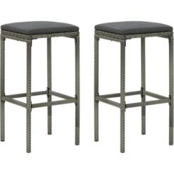 Set Muebles Bar Jardín 3 Piezas Y Cojines Ratán Sintético Gris -Mano Mano Ventas 51473200 3