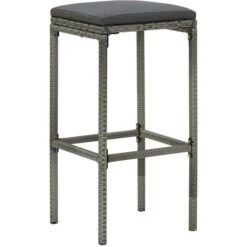 Set Muebles Bar Jardín 3 Piezas Y Cojines Ratán Sintético Gris -Mano Mano Ventas 51473200 4