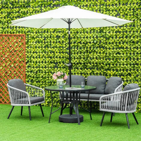 OUTSUNNY Mesa De Cristal De Jardín Con Agujero Para Sombrilla Mesa De Comedor Redonda Exterior Terraza Balcón Con Marco De Acero Ø106,5x71 Cm 3 OUTSUNNY Mesa De Cristal De Jardín Con Agujero Para Sombrilla Mesa De Comedor Redonda Exterior Terraza Balcón Con Marco De Acero Ø106,5x71 Cm - Imagen 3