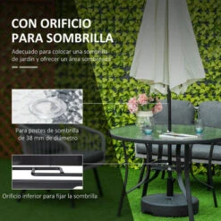 OUTSUNNY Mesa De Cristal De Jardín Con Agujero Para Sombrilla Mesa De Comedor Redonda Exterior Terraza Balcón Con Marco De Acero Ø106,5x71 Cm 8 OUTSUNNY Mesa De Cristal De Jardín Con Agujero Para Sombrilla Mesa De Comedor Redonda Exterior Terraza Balcón Con Marco De Acero Ø106,5x71 Cm -Mano Mano Ventas 51512199 4