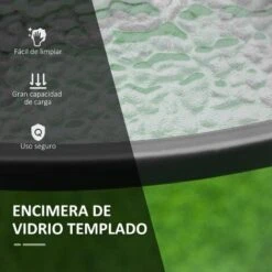 OUTSUNNY Mesa De Cristal De Jardín Con Agujero Para Sombrilla Mesa De Comedor Redonda Exterior Terraza Balcón Con Marco De Acero Ø106,5x71 Cm 9 OUTSUNNY Mesa De Cristal De Jardín Con Agujero Para Sombrilla Mesa De Comedor Redonda Exterior Terraza Balcón Con Marco De Acero Ø106,5x71 Cm -Mano Mano Ventas 51512199 5