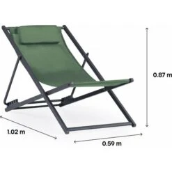 Juego De 2 Sillas De Metal De Textileno - Con Reposacabezas - Verde -Mano Mano Ventas 51601285 3