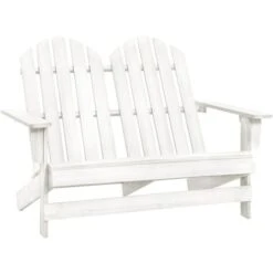 Otomana Adirondack De Jardín 2 Plazas Madera De Abeto Blanco