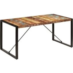Mesa De Comedor De Madera Maciza Reciclada 160x80x75 Cm