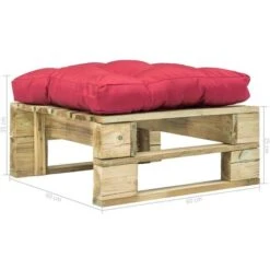 Otomana De Jardín De Palés Con Cojín Rojo De Madera Verde -Mano Mano Ventas 52114800 3