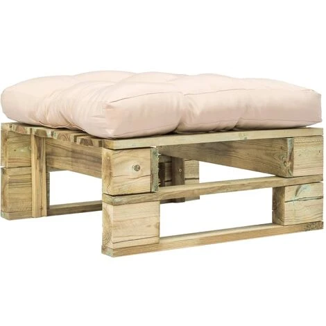 Otomana De Jardín De Palés Con Cojín Arena De Madera Verde 1 Otomana De Jardín De Palés Con Cojín Arena De Madera Verde