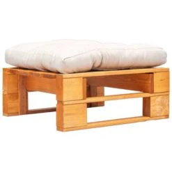 Otomana De Jardín De Palés Cojín Arena Madera Marrón Miel
