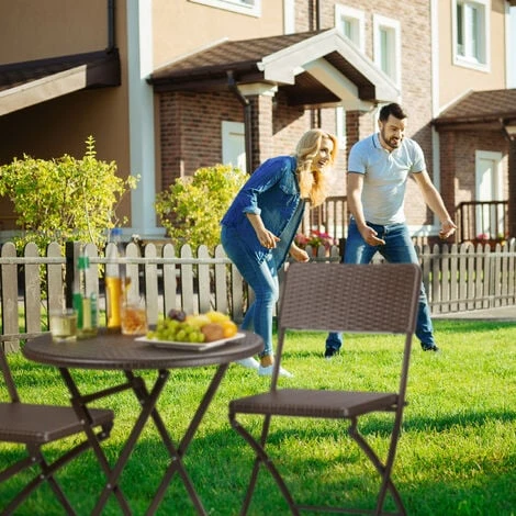 Relaxdays Set Mesa Y Sillas Jardín BASTIAN, Plegable, 3 Unidades, Efecto Ratán, Muebles Exterior, 75,5x60x60 Cm, Negro 3 Relaxdays Set Mesa Y Sillas Jardín BASTIAN, Plegable, 3 Unidades, Efecto Ratán, Muebles Exterior, 75,5x60x60 Cm, Negro - Imagen 3