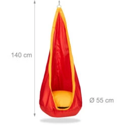 Relaxdays Silla Colgante Nido Para Exterior E Interior, Hasta 70 Kg, Poliéster, Naranja Y Rojo, 140 X 55 Cm -Mano Mano Ventas 52335136 4