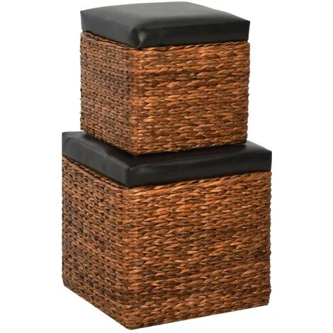 Hommoo Conjunto De Otomanas 2 Piezas Hierba Marina Marrón 1 Hommoo Conjunto De Otomanas 2 Piezas Hierba Marina Marrón