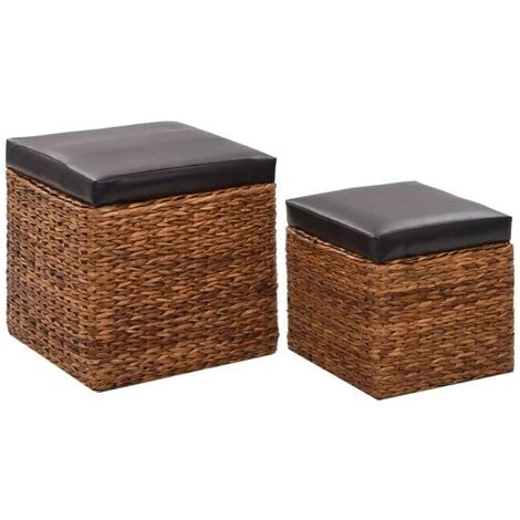 Hommoo Conjunto De Otomanas 2 Piezas Hierba Marina Marrón 3 Hommoo Conjunto De Otomanas 2 Piezas Hierba Marina Marrón - Imagen 3