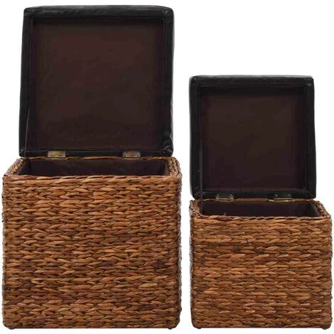 Hommoo Conjunto De Otomanas 2 Piezas Hierba Marina Marrón 5 Hommoo Conjunto De Otomanas 2 Piezas Hierba Marina Marrón - Imagen 5