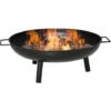 OUTSUNNY Brasero Exterior Ø58x23 Cm Cuenco De Fuego Redondo Con Asas De Transporte 3 Pies Y Marco De Metal Para Hogueras Leñas Terraza Jardín Al Aire Libre