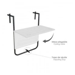 Papillon Mesa Plegable Colgante Para Balcones / Terrazas 36x60 Cm. Altura Regulable -Mano Mano Ventas 52662235 3