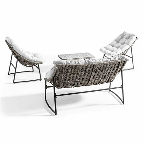 Salón De Jardín De 4 Plazas De Metal Y Resina Crudo Lima 2 Salón De Jardín De 4 Plazas De Metal Y Resina Crudo Lima - Imagen 2