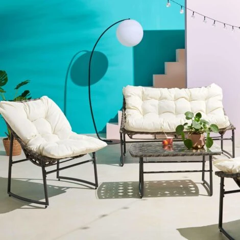 Salón De Jardín De 4 Plazas De Metal Y Resina Crudo Lima 5 Salón De Jardín De 4 Plazas De Metal Y Resina Crudo Lima - Imagen 5