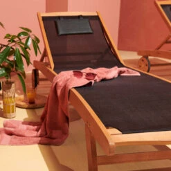 Paquete De 2 Tumbonas De Madera Y Textileno Negro Martigues -Mano Mano Ventas 53077859 5