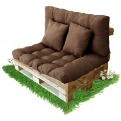 Cojines Sofá Palets - Juego De 4 Piezas Para El Sofá Interior/exterior - Asiento 120 X 80 X 10 Cm + Respaldo + 2 Cojines Cuadrados - Cojín De Confort Para El Sofá Palette Europe (marrón)