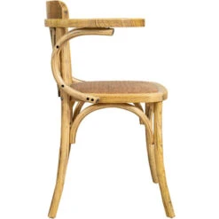 Silla Thonet Con Reposabrazos De Fresno Macizo Con Acabado De Roble Y Asiento De Ratán -Mano Mano Ventas 53337450 4