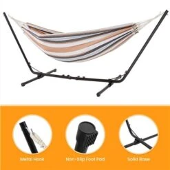 Yaheetech Hamaca Con Soporte Ajustable 310/320/330 * 101 * 101,5 Cm Con Bolsa De Transporte 1-2 Personas Carga 200kg Hamaca Para Playa Patio Jardin -Mano Mano Ventas 53547435 3