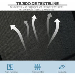 OUTSUNNY Columpio Balancín Jardín De 3 Plazas Con Toldo Ajustable Respaldo Transpirable Y Marco De Metal Para Terraza Balcón Exterior 171x108x154 Cm -Mano Mano Ventas 53621408 5