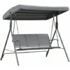 OUTSUNNY Columpio Balancín Jardín De 3 Plazas Con Techo Parasol Ajustable Respaldo Transpirable Y Marco De Acero Para Terraza Balcón Exterior 175x118x159 Cm