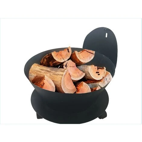 Cubo Portaleña Grande De Acero - Negro - Con Ruedas - 52x47,5x52 Cm 2 Cubo Portaleña Grande De Acero - Negro - Con Ruedas - 52x47,5x52 Cm - Imagen 2